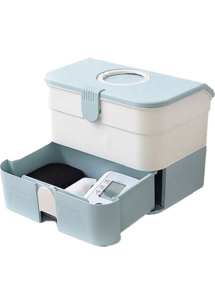 Çıkarılabilir Tepsi Taşınabilir Tutlu Saklama Kutusu Konteyner Kutusu Aile Acil Tıp Kiti Kılıf Düzenleyici Mavi (Yurt Dışından)