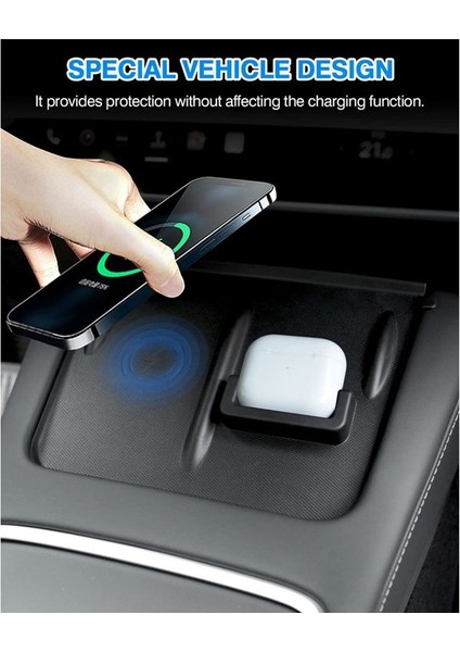 Tesla Model Y Model 3 2021 2022 Merkez Konsol Kablosuz Şarj Cihazı Mat - Kablosuz Şarj Mat Anti -Kayma Ped (Yurt Dışından) fırsatları