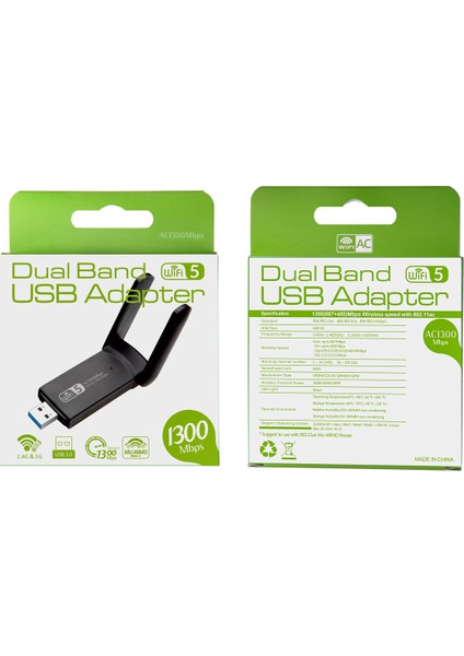AC1200 Mbps Dual Band USB 3.0 Adaptör Kablosuz Wifi Alıcı