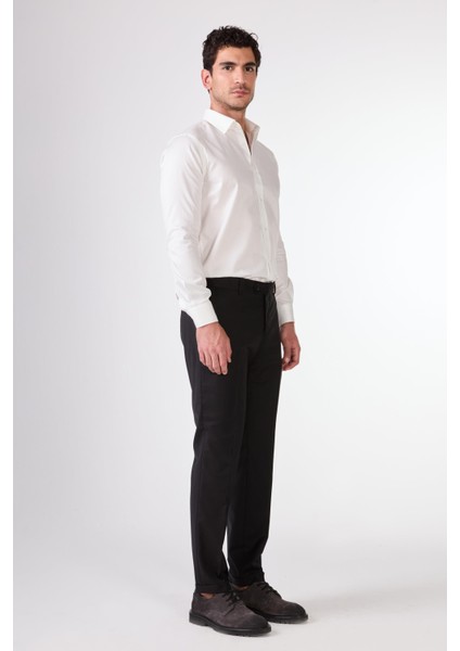 Siyah Düz Renk Yünlü Slim Fit Erkek Takım Elbise fırsatları