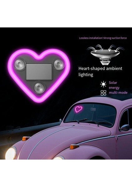 Araba LED Ortam Işık Aşk Kalp Güneş Araç Neon Üçgen Veya Arka Pencere Pembe Işık (Yurt Dışından) indirimleri