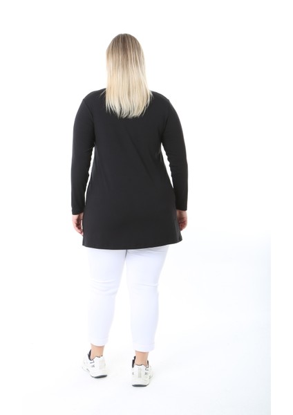 Kadın Büyük Beden Desenli Taş Baskılı Tunik