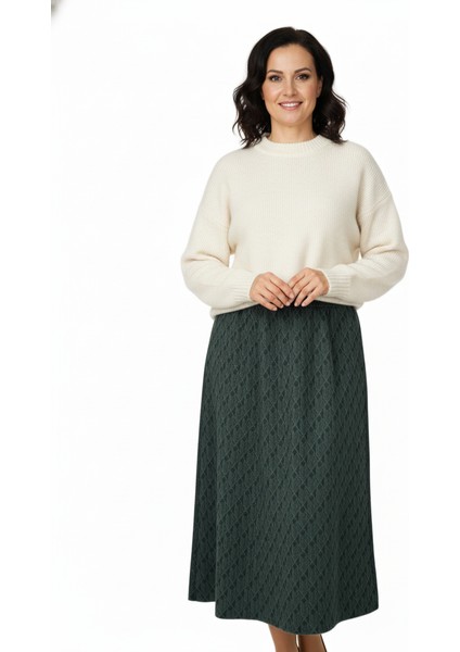 Kadın Kışlık Parçalı Anne Etek Balıksırtı Desenli Şardonlu Beli Lastikli Pamuklu Dokulu indirimleri