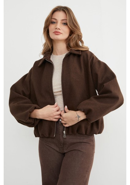 Fermuarlı Cepli Polo Yaka Kaşe Bomber Mont fırsatları