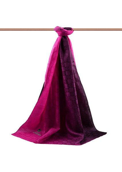 %57 Ipek %43 Pamuk Degrade Desenli Fuşya Renkli Şal - 70X190 Dikiş Tipi Italyan Dikişli fiyatları