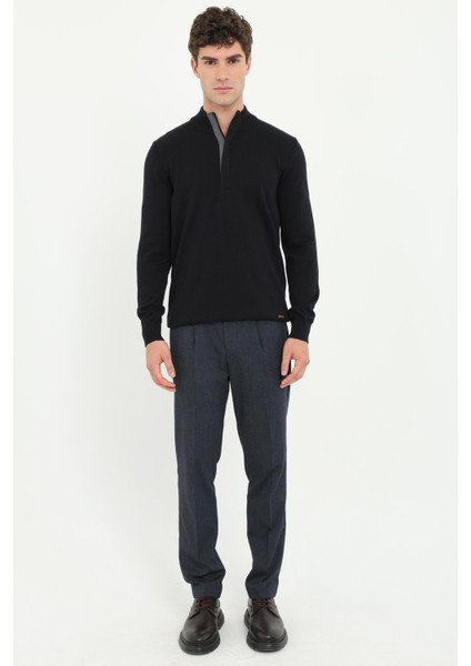 Siyah Erkek Slim Fit Dik Yaka Erkek Triko fiyatları