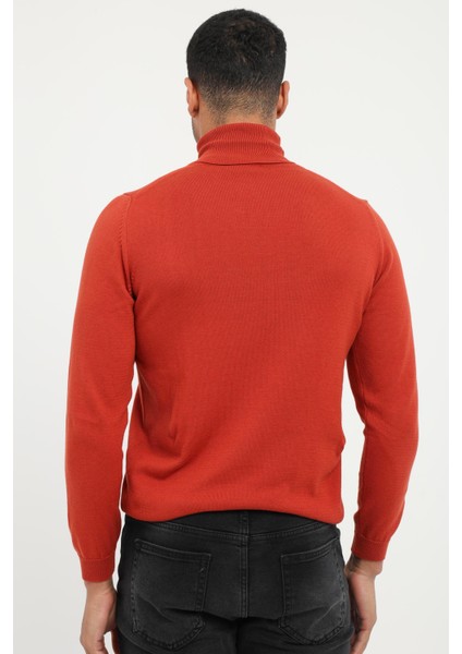 Kiremit Tam Balıkçı Düz Regular Fit Erkek Triko modelleri