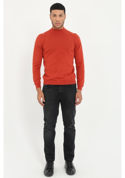 Kiremit Yarım Balıkçı Regular Fit Düz Erkek Triko fiyatları