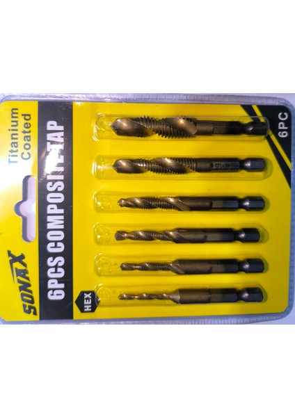 Sonax 6 Adet Uç Seti Hss Kombinasyon Matkap Ucu Altıgen Saplı Matkap Bileşik Musluk Yumuşak Metal Alüminyum Plaka ile Uyumlu fiyatları