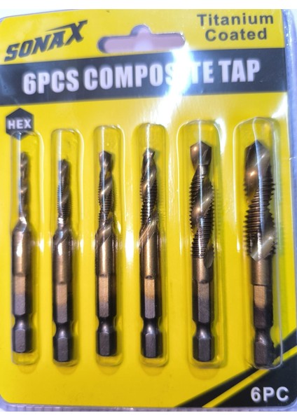 Sonax 6 Adet Uç Seti Hss Kombinasyon Matkap Ucu Altıgen Saplı Matkap Bileşik Musluk Yumuşak Metal Alüminyum Plaka ile Uyumlu fırsatları