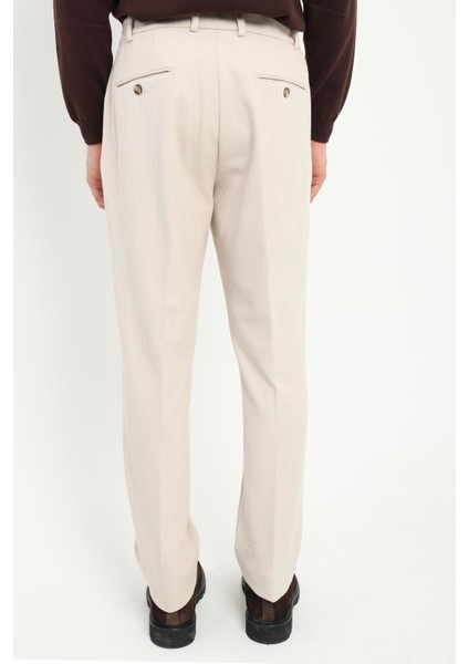 Bej Fitilli Slim Fit Erkek Pantolon modelleri