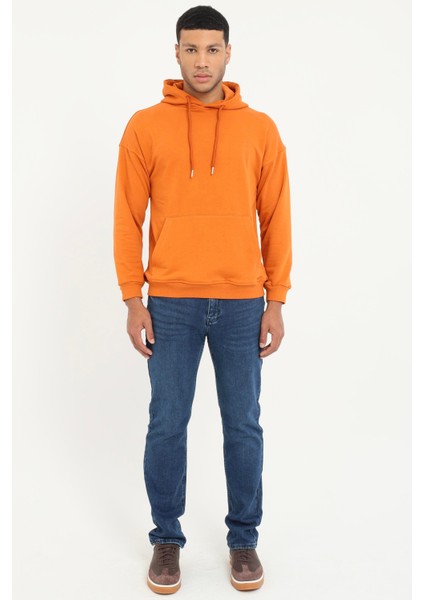 Kiremit Regular Fit Kapüşonlu Erkek Sweatshirt fiyatları