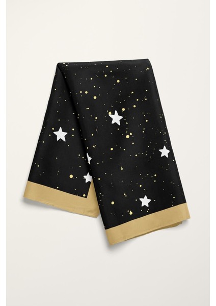 B41 Kadın Yıldız Desenli Bandana 50X50 Siyah DG0341-22 Snz modelleri