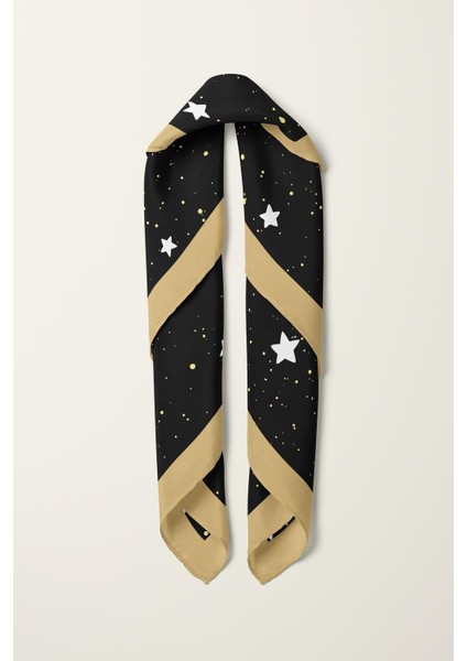 B41 Kadın Yıldız Desenli Bandana 50X50 Siyah DG0341-22 Snz indirimleri