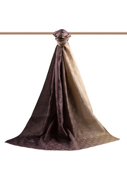 %57 Ipek %43 Pamuk Degrade Desenli Sütlü Kahverengi Renkli Şal - 70X190 Dikiş Tipi Italyan Dikişli fiyatları