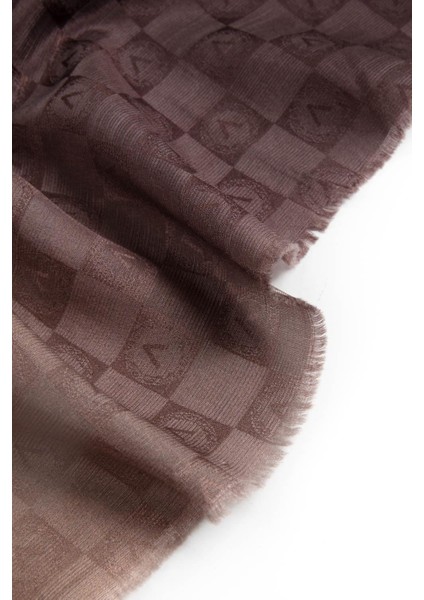 %57 Ipek %43 Pamuk Degrade Desenli Sütlü Kahverengi Renkli Şal - 70X190 Dikiş Tipi Italyan Dikişli modelleri