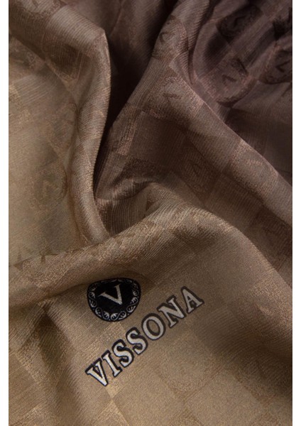 %57 Ipek %43 Pamuk Degrade Desenli Sütlü Kahverengi Renkli Şal - 70X190 Dikiş Tipi Italyan Dikişli fırsatları