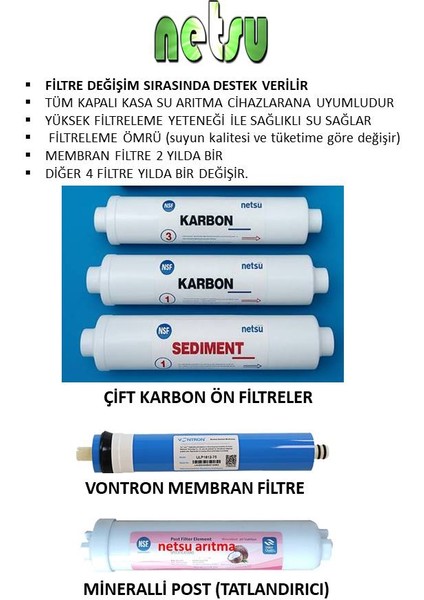-Premium, Nsf+Vontron-İhlas aura cebilon-Silver-Platinum-Plus ve Tüm Kapalı Kasa su arıtma filtresi,5 li Filtre seti fiyatları