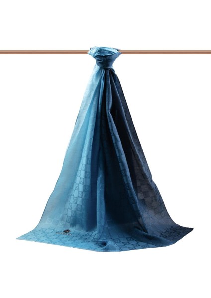 %57 Ipek %43 Pamuk Degrade Desenli Buz Mavisi Renkli Şal - 70X190 Dikiş Tipi Italyan Dikişli fiyatları