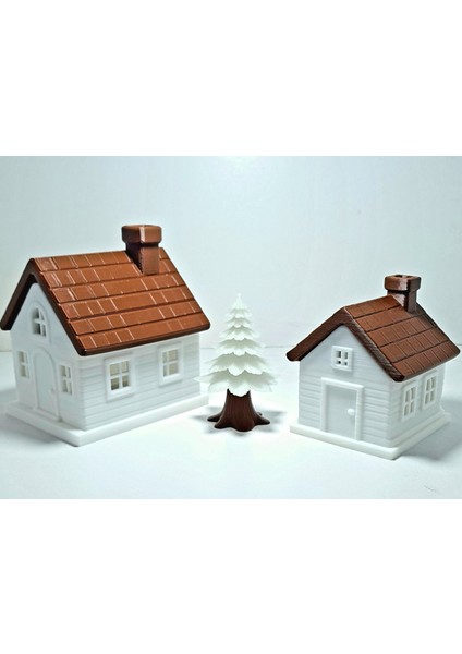 Kış Evleri Dekoratif 3'lü Set LED Tealight Aydınlatmalı Fosfor Katkılı