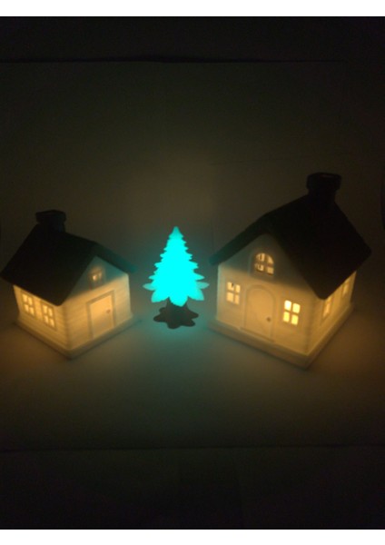 Kış Evleri Dekoratif 3'lü Set LED Tealight Aydınlatmalı Fosfor Katkılı fırsatları