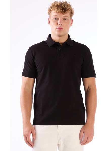 Siyah Düz Erkek T-Shirt - Slim Fit