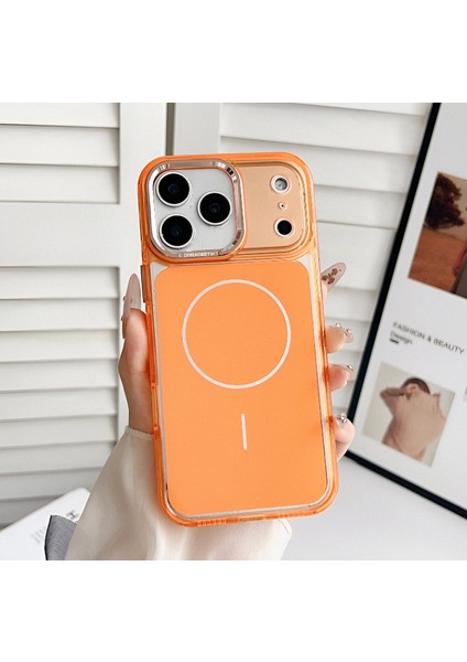 iPhone 17 Promax Magsafe Özellikli Şeffaf Metal Tuşlu Metal Kamera Korumalı Premium Kılıf