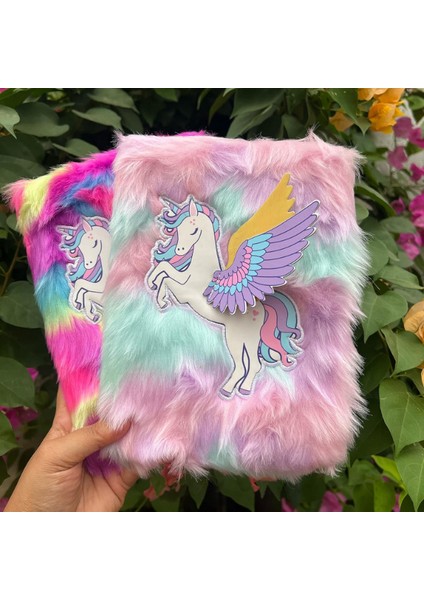 Unicorn Tasarımlı Peluş Hatıra Defteri + Love Tasarımlı Peluş Hatıra Defteri - 2li Set R0D1L0 modelleri