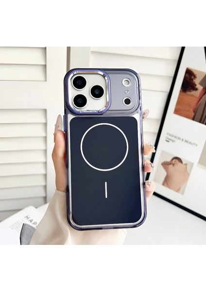 iPhone 17 Promax Magsafe Özellikli Şeffaf Metal Tuşlu Metal Kamera Korumalı Premium Kılıf