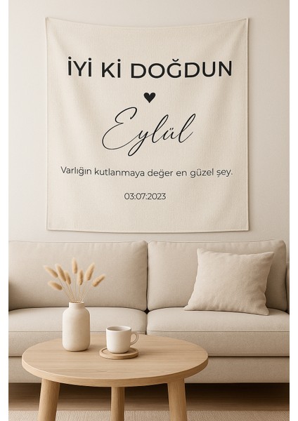 Kişiye Özel Doğum Günü Happy Birthday Duvar Örtüsü Duvar Halısı Birinci Kalite Kumaş
