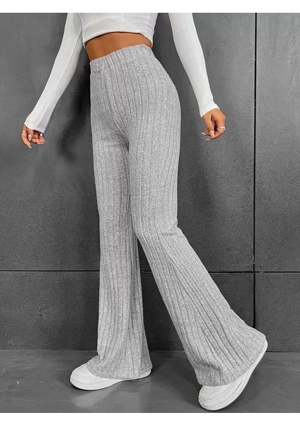 Gri Fitilli Kaşkorse Yüksek Bel Bol Paça Pantolon fiyatları