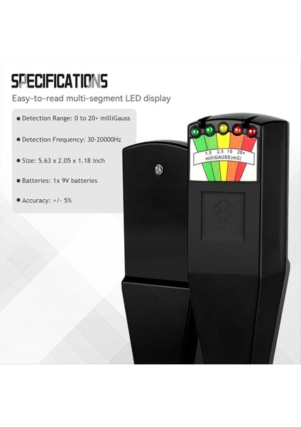 Elektromanyetik Alan Radyasyon Test Cihazı Hayaletleri Yakalama Paranormal Ekipman Dedektörü 5 LED Gauss Emf Metre A (Yurt Dışından) fiyatları