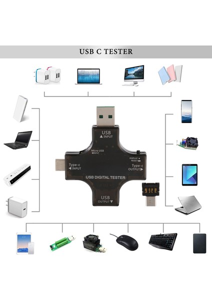 2 Aradan 1 Tip C USB Test Cihazı Renkli Ekran LCD Dijital Multimetre, USB C Voltaj Akım Voltmetre Amper Voltmetre Dedektörü (Yurt Dışından) fiyatları