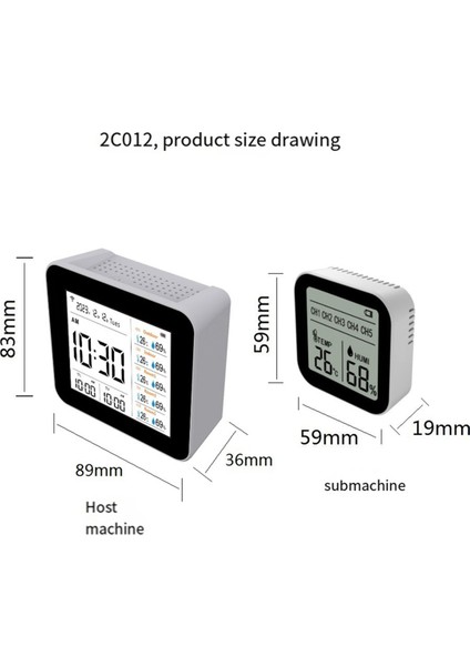 2C012,13 1 Tava Wifi Hava Kalitesi Dedektörü Co2, Co, Pm2.5 Formaldehit Tvoc Sıcaklığı ve Nem (3 Köle Birimi Ile) (Yurt Dışından) modelleri