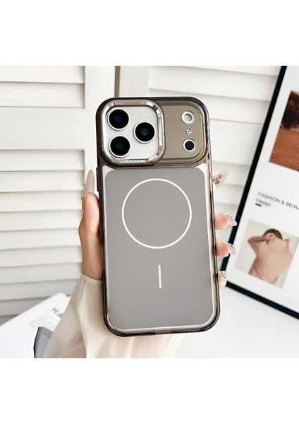iPhone 17 Promax Magsafe Özellikli Şeffaf Metal Tuşlu Metal Kamera Korumalı Premium Kılıf