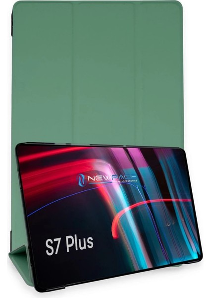 Samsung Galaxy T970 Tab S7 Plus 12.4 Kılıf Tablet Smart Kılıf - Koyu Yeşil