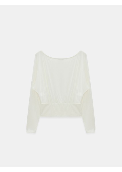 32306 Yün Karışımlı Tek Omuz Top-Ekru