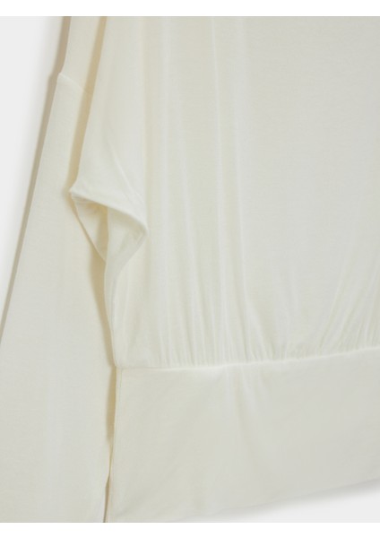 32306 Yün Karışımlı Tek Omuz Top-Ekru