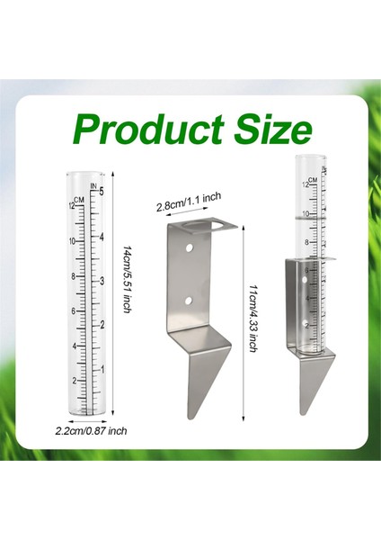 2pcs Yağmur Göstergeleri Açık Hava, 5 Inç Kapasiteli Cam Yağmur Ölçer 2&#39;den 2&#39;den Paslanmaz Çelik Tutucu Yağmur Ölçer (Yurt Dışından) fiyatları