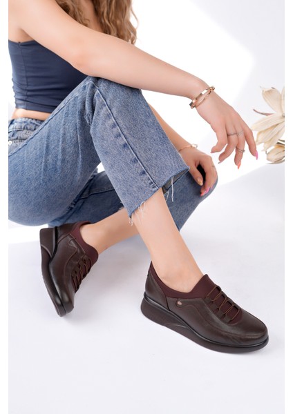 Kadın Hakiki Deri Kahve Anatomik Taban Ayakkabı