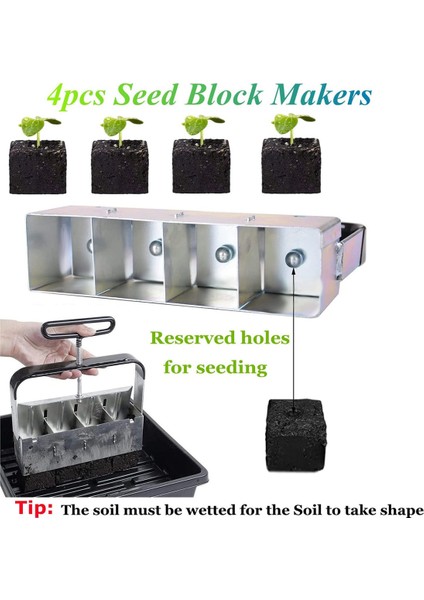Toprak Bloker, 4pcs Hücre Toprak Blok Üreticisi, Rahat Saplı Tohum El Bloğu Üreticisi, Bahçe Engelleme Araçları (Yurt Dışından) fırsatları