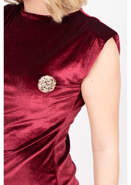 Velvet Sculpt Draped Evening Dress – Kadife Drapeli Premium Gece Elbisesi 50348 fiyatları