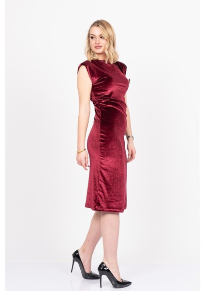 Velvet Sculpt Draped Evening Dress – Kadife Drapeli Premium Gece Elbisesi 50348 fırsatları