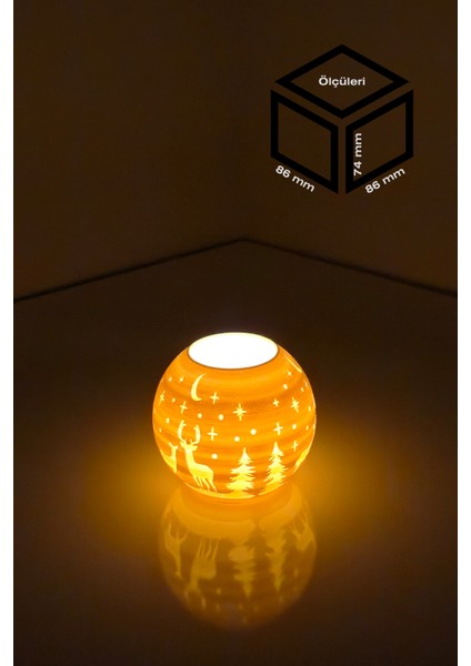Yılbaşı Geyik Modelli Tealight Girintili Mumluk NO.2101N (Led Işık Dahil) modelleri