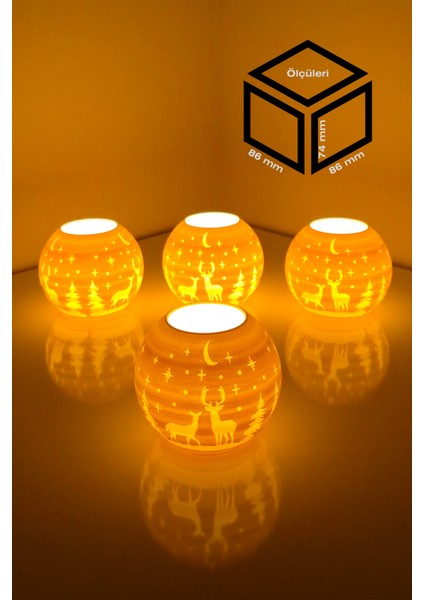 Yılbaşı Geyik Modelli Tealight Girintili Mumluk NO.2101N (Led Işık Dahil) fırsatları