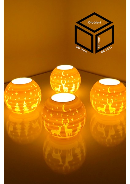 Yılbaşı Geyik Modelli Tealight Girintili Mumluk NO.2101N (Led Işık Dahil) indirimleri