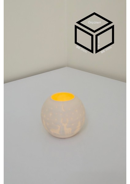 Yılbaşı Geyik Modelli Tealight Girintili Mumluk NO.2101N (Led Işık Dahil)