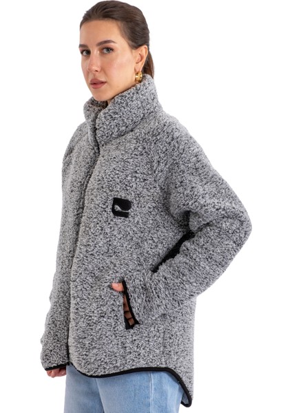 Boydan Fermuarlı Teddy Peluş Mont Kadın - C508