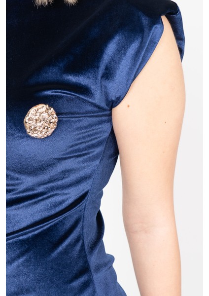 Velvet Sculpt Draped Evening Dress – Kadife Drapeli Premium Gece Elbisesi 50348 fiyatları