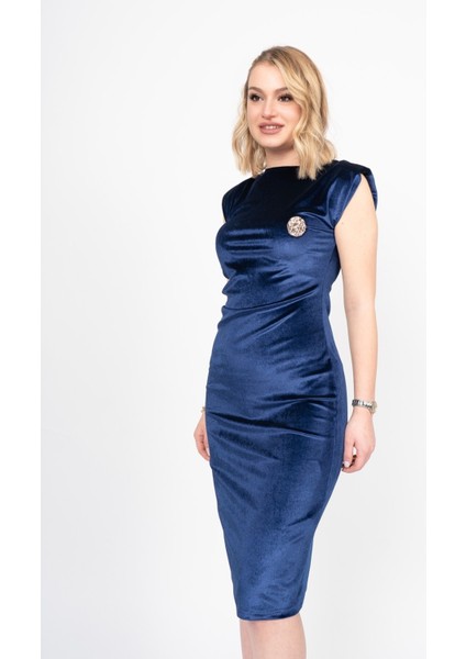 Velvet Sculpt Draped Evening Dress – Kadife Drapeli Premium Gece Elbisesi 50348 modelleri
